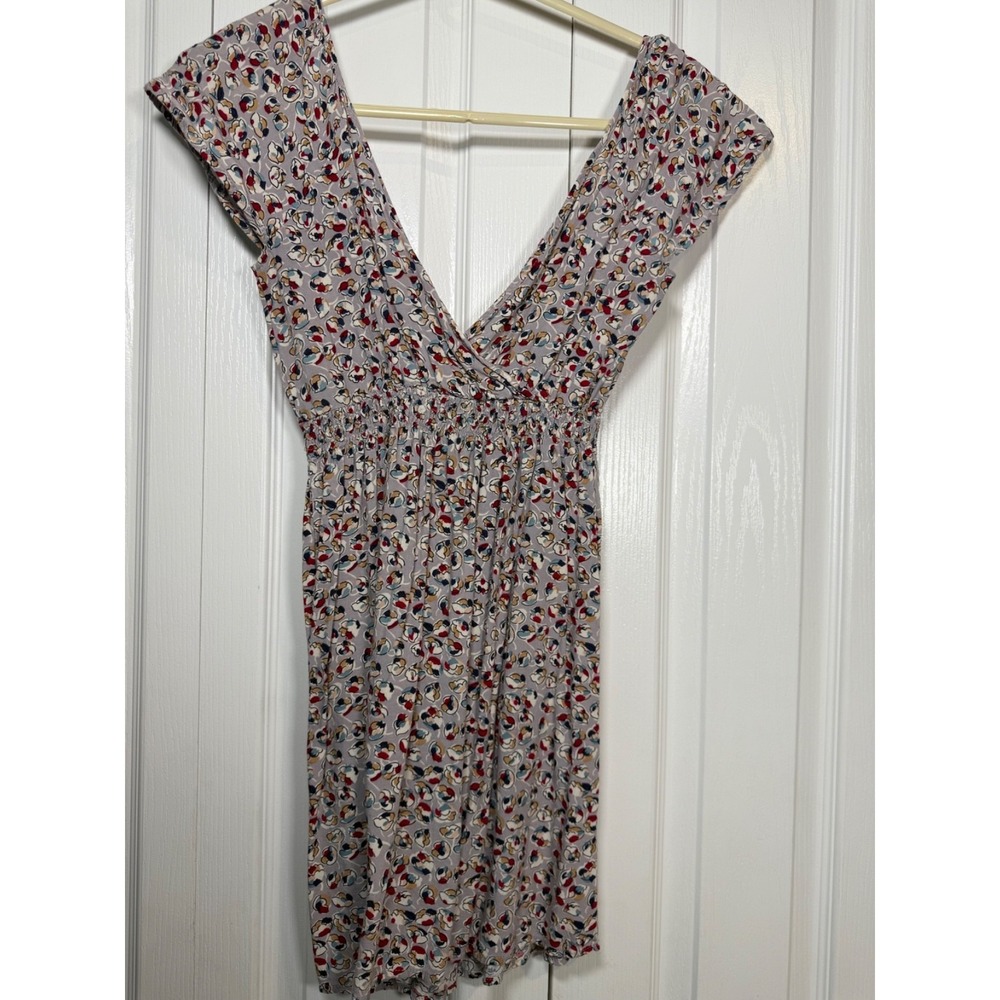 Full Tilt XS Women's Boho Floral Mini Dress Gray Smocked Waist Y2K PacSun